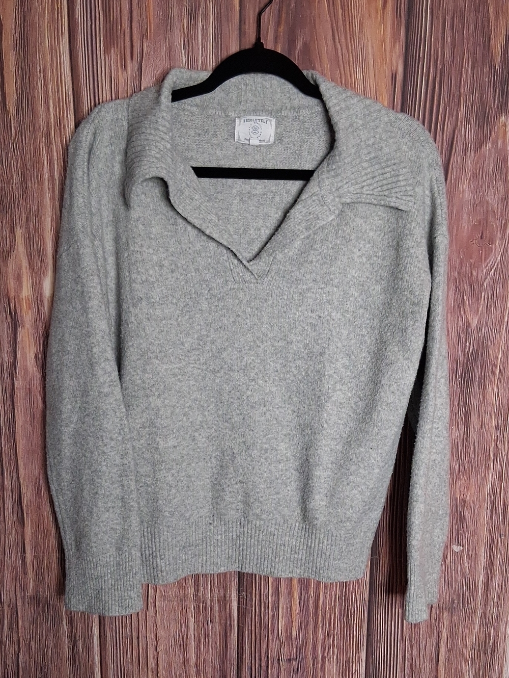 Absolutely Heather Gray V-Neck Women's Sweater Size Medium